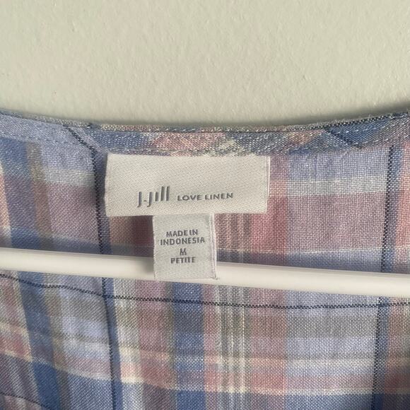 J. Jill Love Linen Rain Drop Multi Sleeveless A Line Shift Maxi Dress Medium - Picture 6 of 10